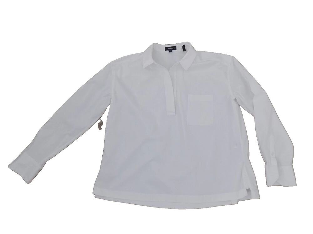 THEORY white long sleeve blouse size Medium